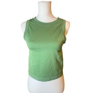 Lovepoem Nina-01 Green Seamless High Neck Sleeveless Crop Tank Top sportswear